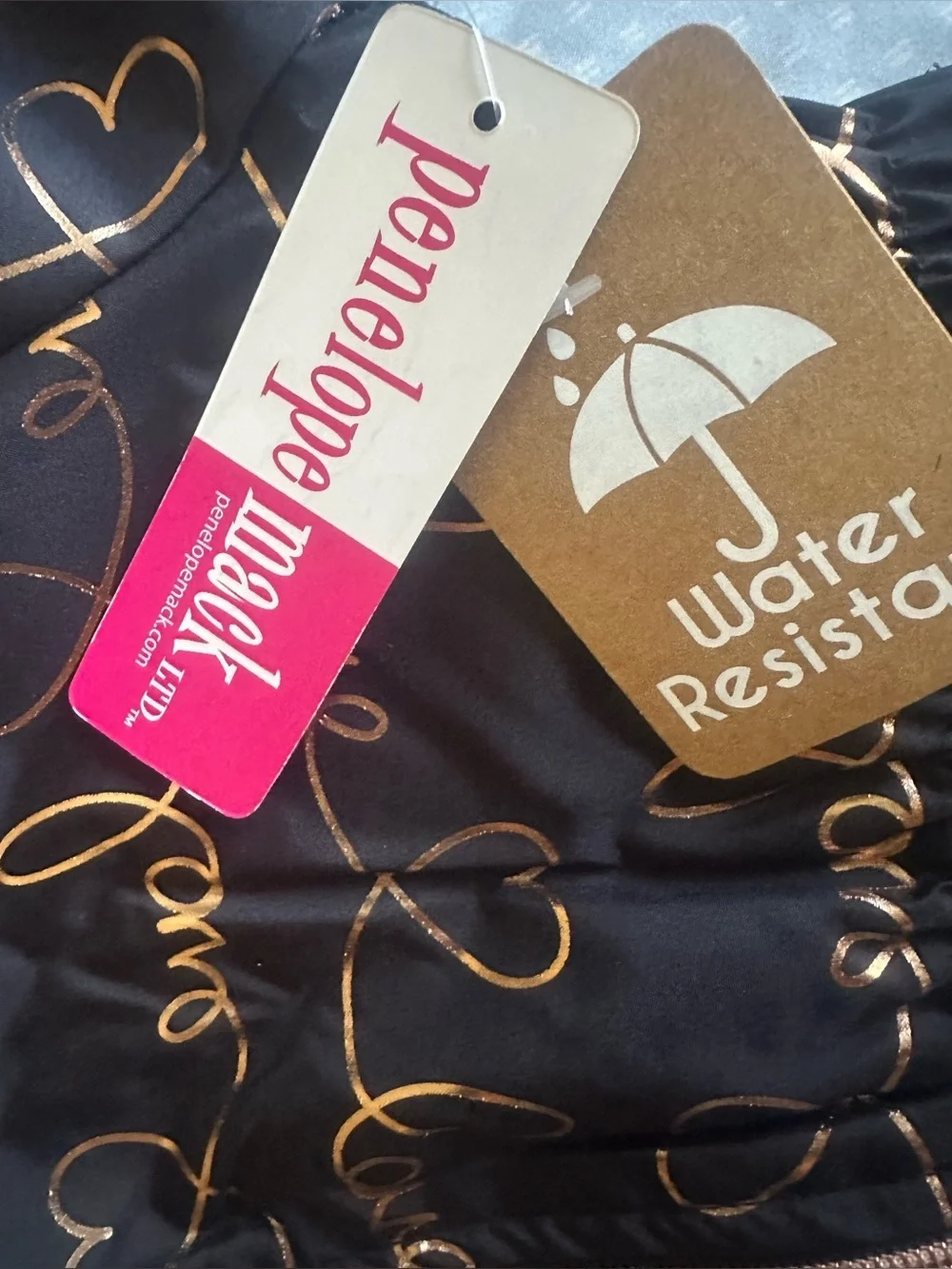 NWT Penelope Mack Girls Black Hooded Jacket with Gold Heart Script - Picture 5 of 5